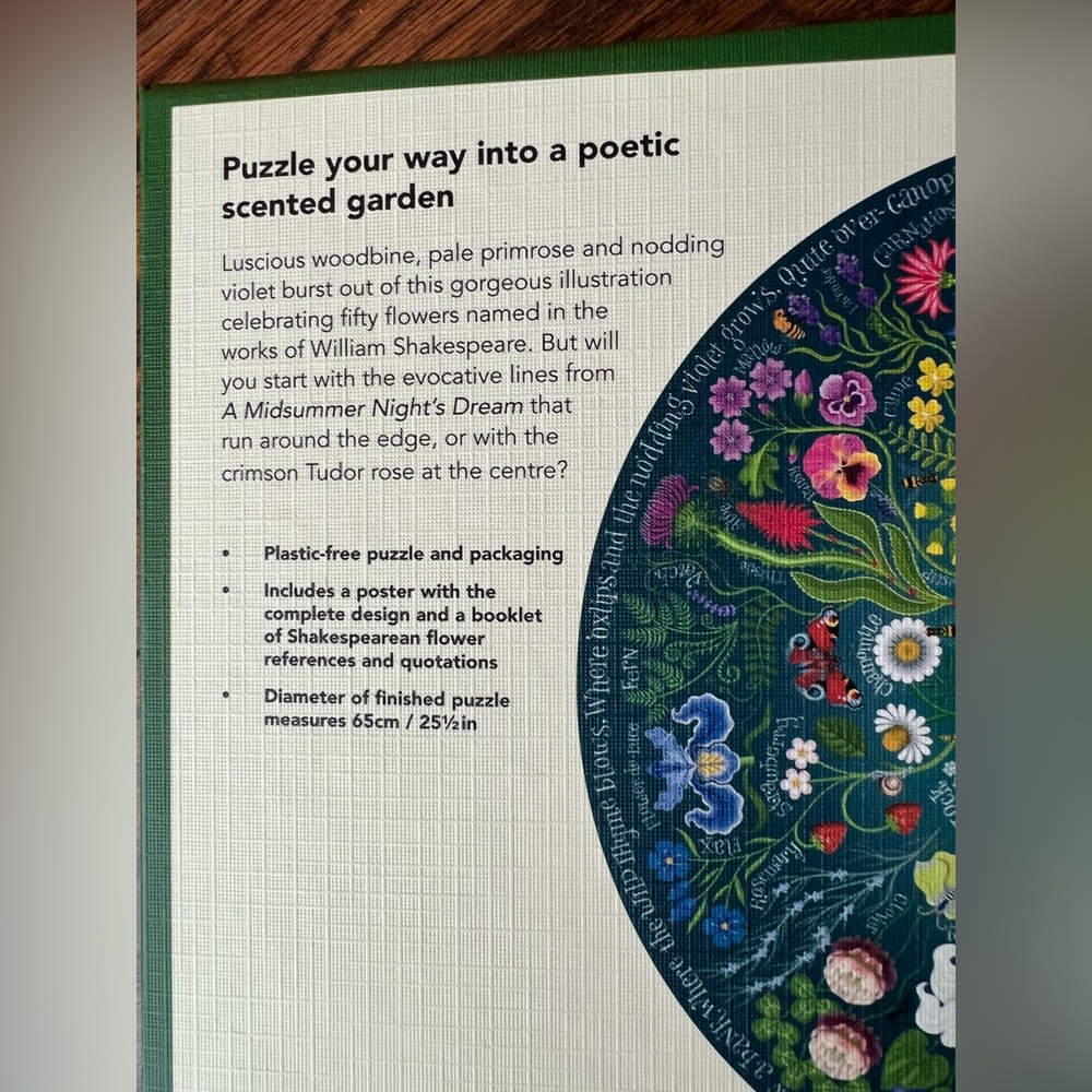 Shakespeare's Flowers: A 1000 Piece Jigsaw Puzzle - Picture 9 of 14